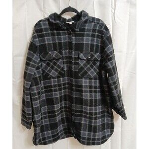 Terra & Sky Navy Gray Plaid Chore Shacket Jacket Sz 1x 16-18W